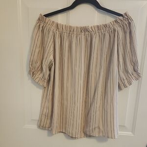 Lush Cream Ruched Puff Sleeve Blouse